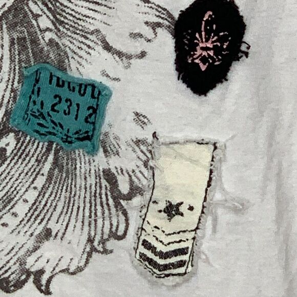 Modern Culture Mens Y2K T-shirt Affliction Style Grunge Patches Size XL - Picture 4 of 10